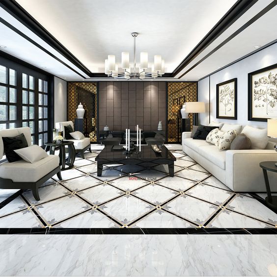 waterjetporcelainfloortile # marblelookporcelaintileinlay