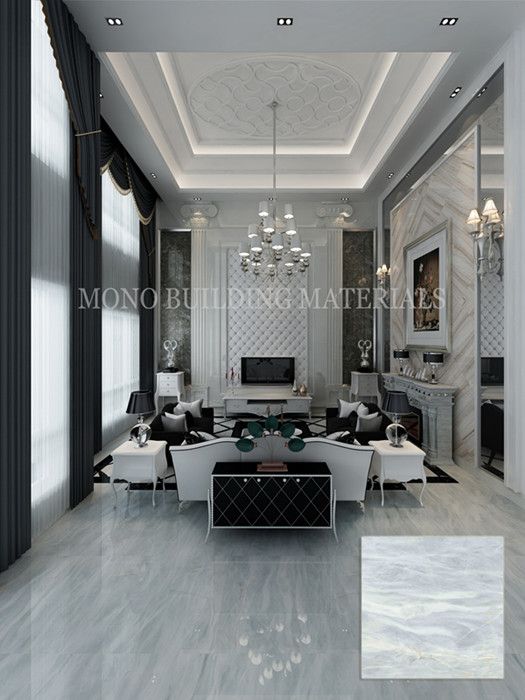 Yabo grey polished porcelain marble look floor tile from MOREROOM STONE
