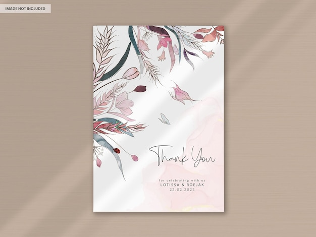 Elegant hand drawn floral wedding invitation with watercolor