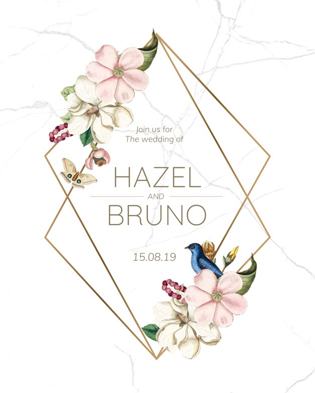 Flora wedding invitation card mockup Free Psd