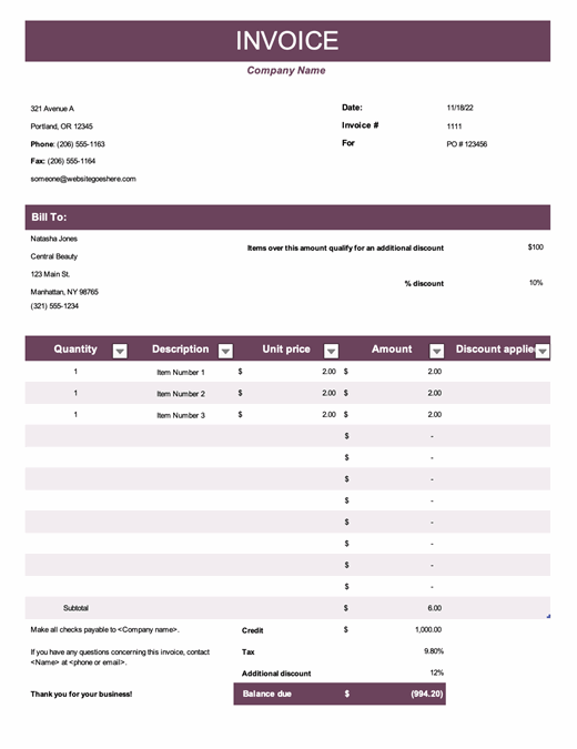 Sales invoice