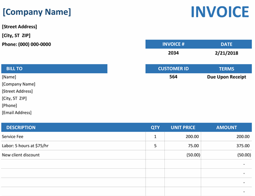 Simple service invoice